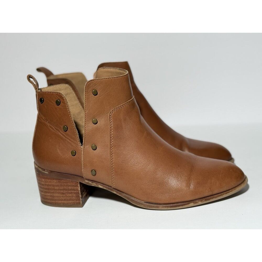 FRANCO SARTO Women's Richland Studded Ankle Boots Whiskey Brown Leather Sz 8.5M
